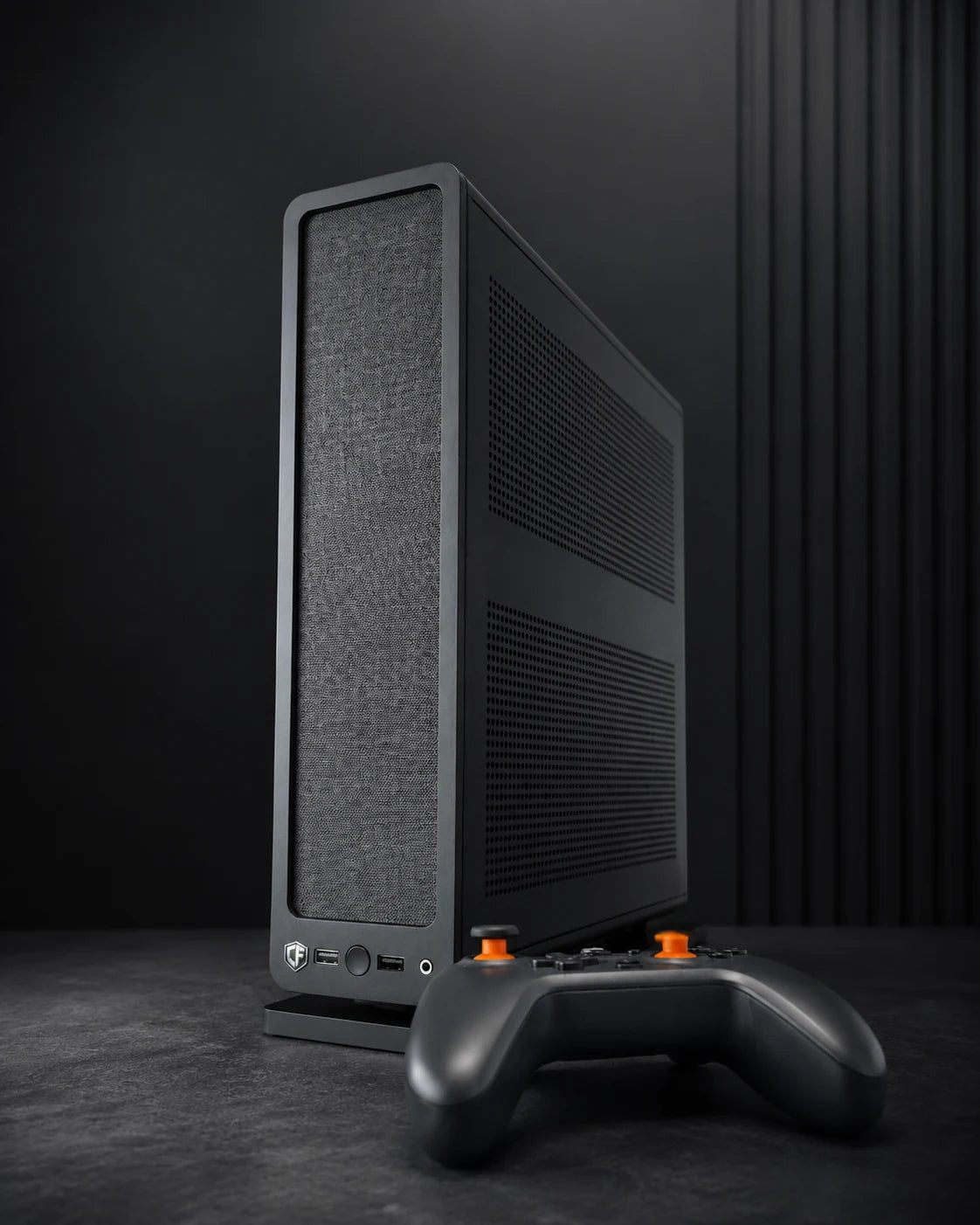 Console Forge Ridge with game controller for scale